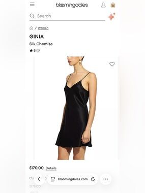 Ginia Black Silk Chemise